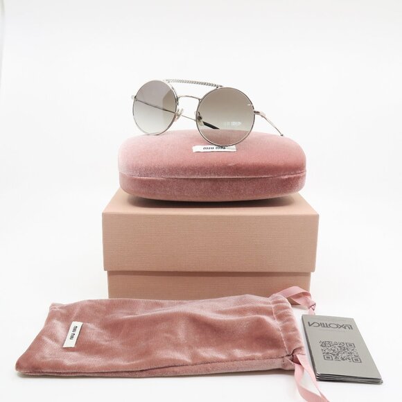 Miu Miu SMU 52V 1BC-50O 50mm Silver/Grey Gradient, Round New Women's Sunglasses. - Picture 1 of 10